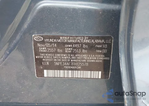 2015 Hyundai Sonata Sport из США, поврежденный, VIN 5NPE34AF7FH125578